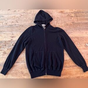 BRUNELLO CUCINELLI Mens Navy 100% Cashmere Full Zip Hoodie Size Large